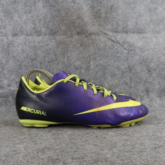 Nike Shoes Kids 5 Cleats Soccer Mercurial FG Sports Athletic Purple Volt Youth - Picture 2 of 16